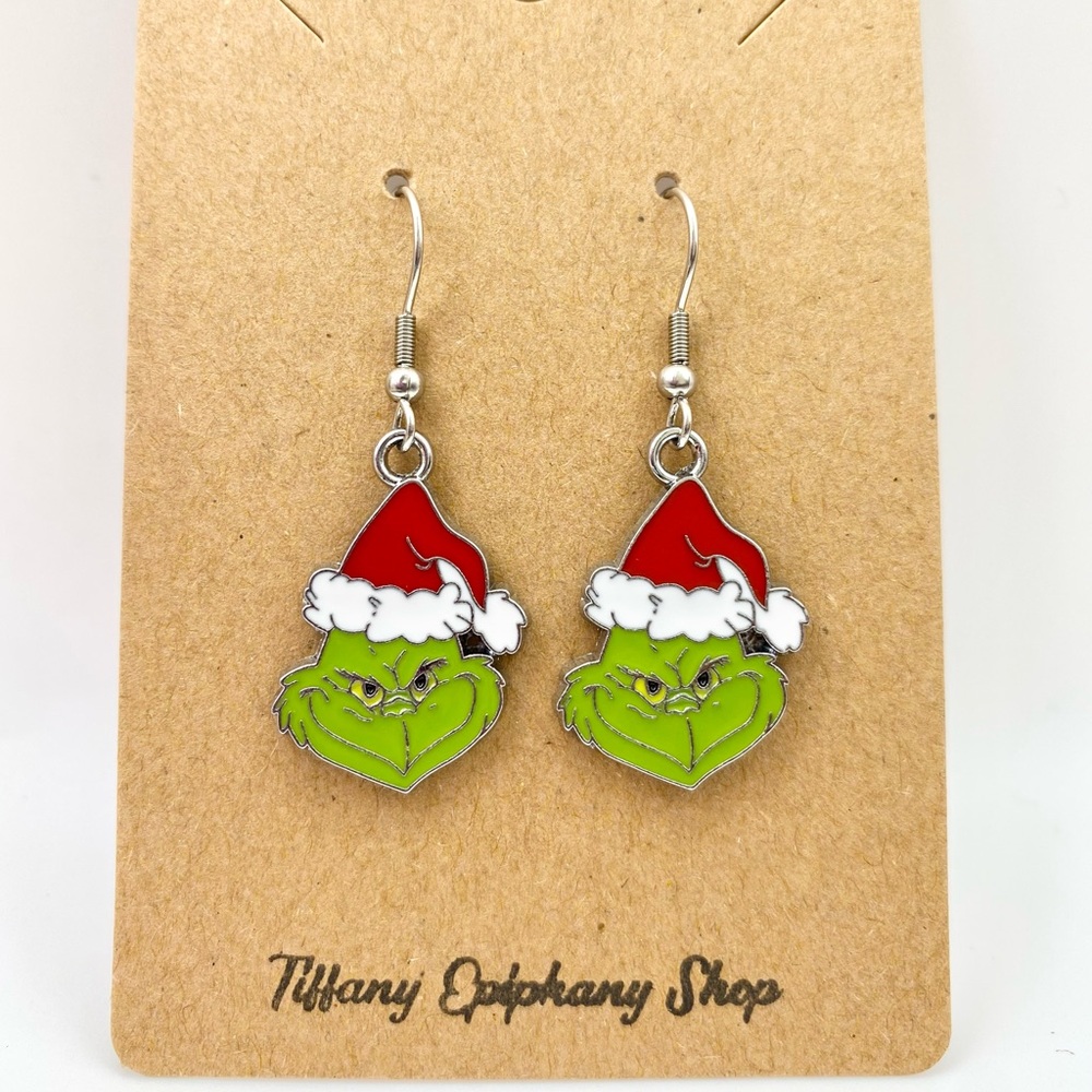 Dr. Seuss inspired Grinch earrings NWT